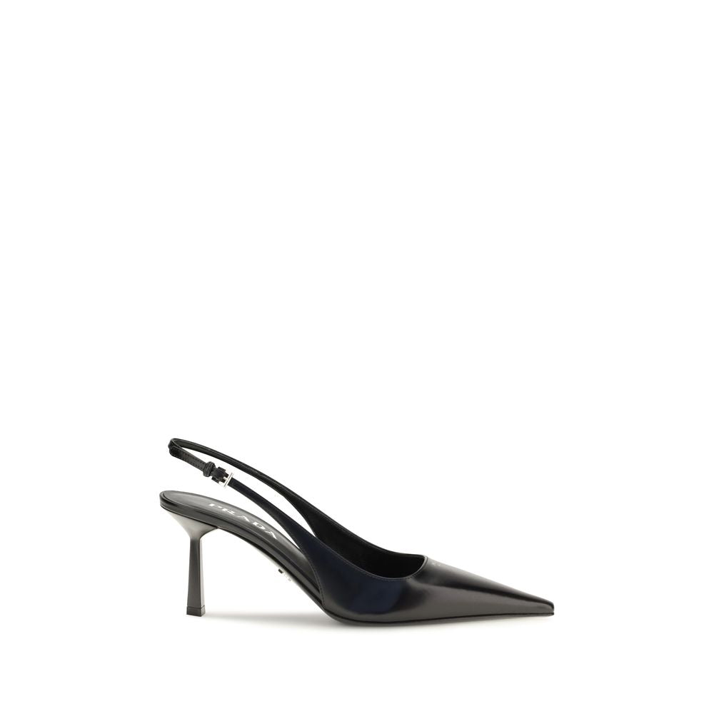 Prada | Black Calf Leather Bos Taurus High Heel Pumps