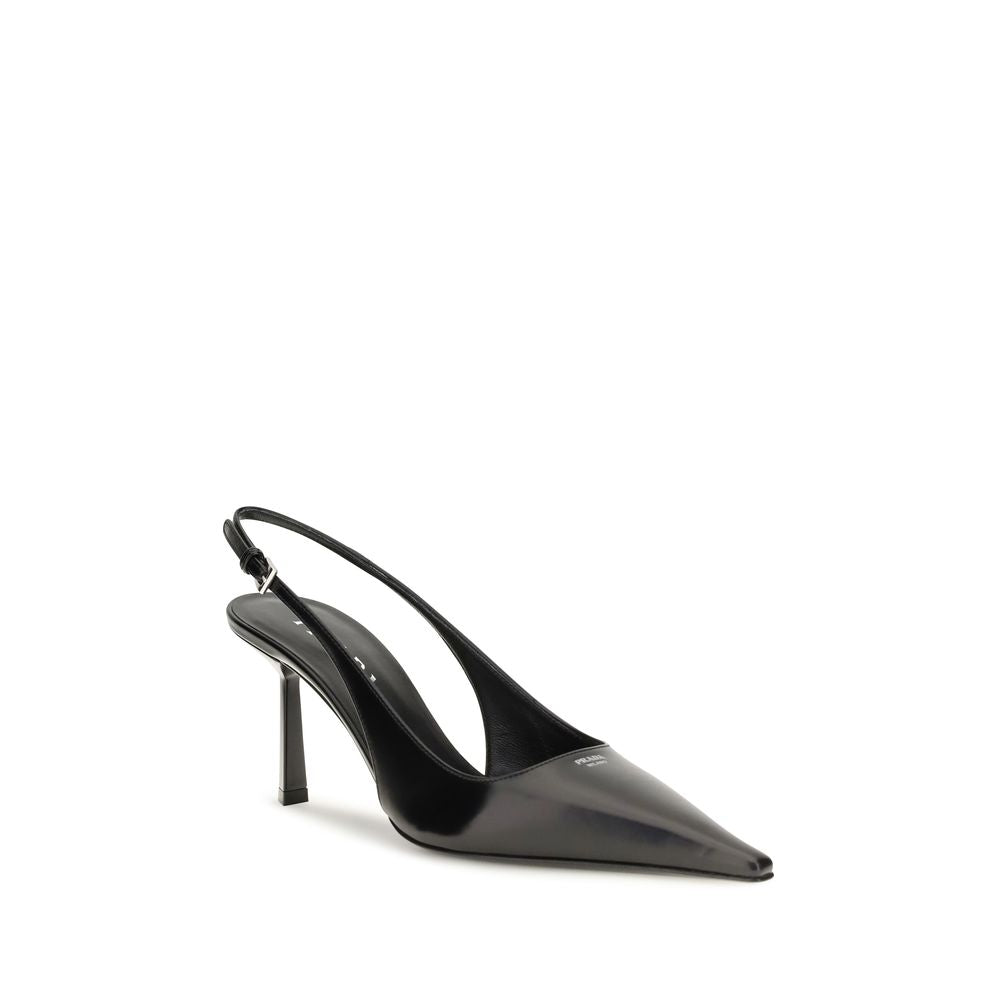Prada | Black Calf Leather Bos Taurus High Heel Pumps