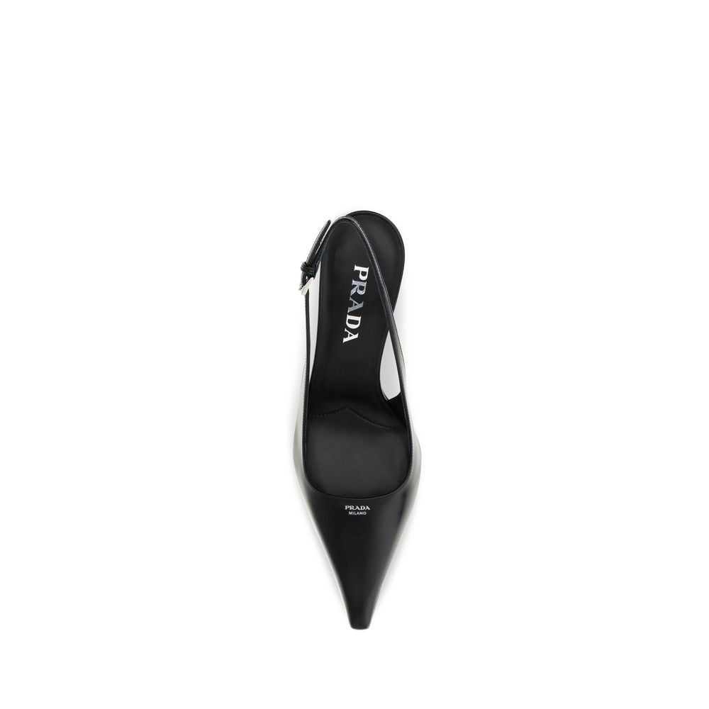 Prada | Black Calf Leather Bos Taurus High Heel Pumps
