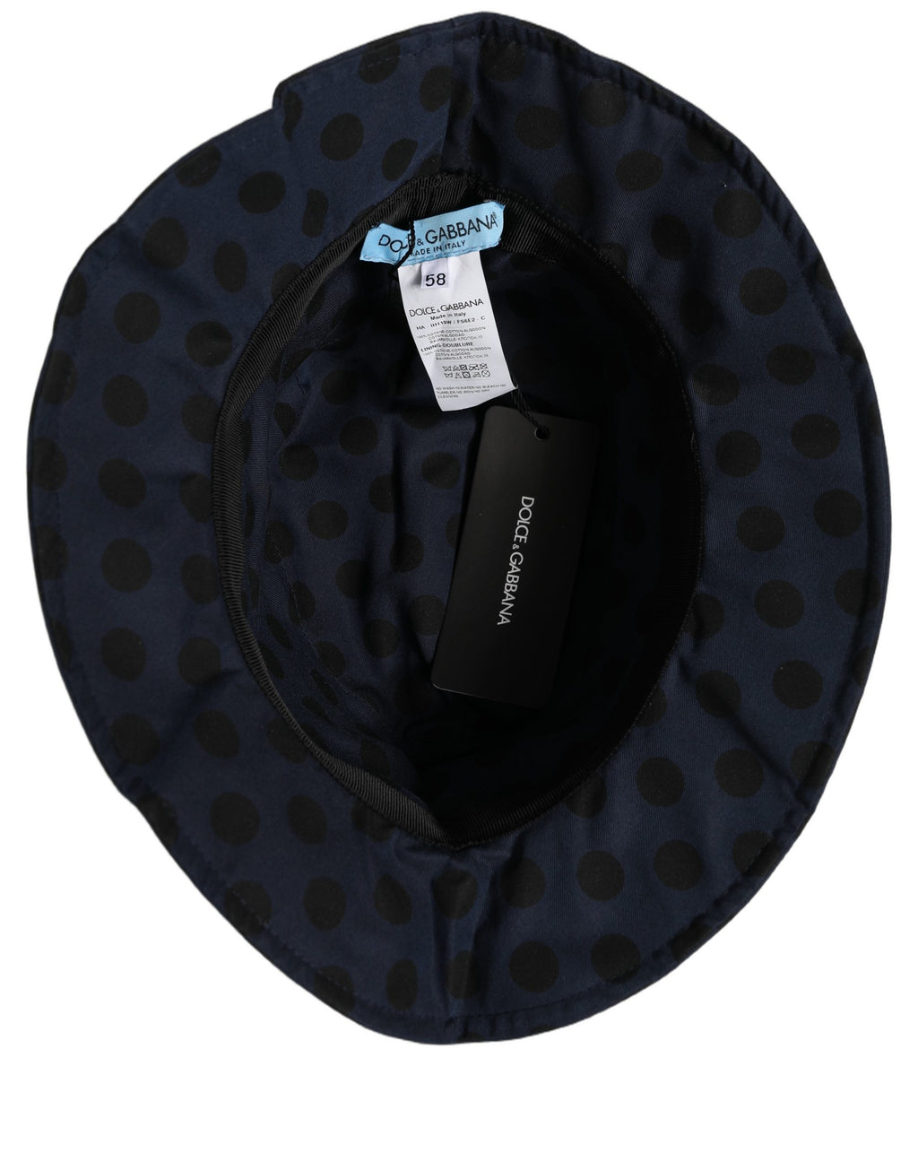 Dolce & Gabbana | Blue Black Polka Dot Cotton Bucket Capello Hat