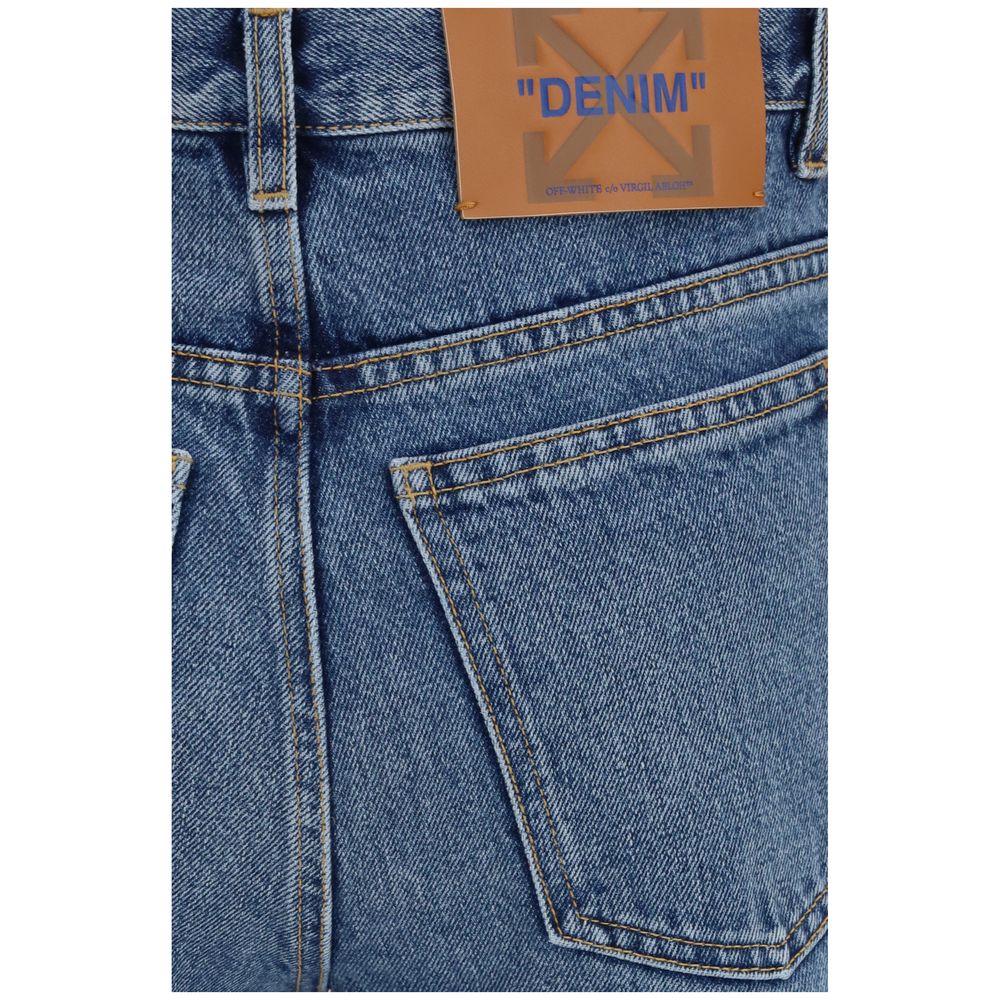 Off-White | Blue Cotton Straight-Leg Jeans