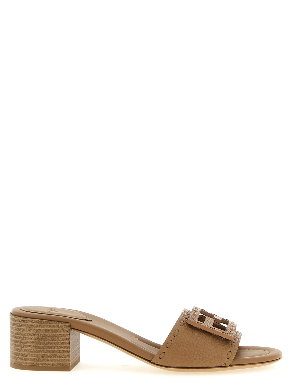 Fendi | Beige Calfskin Flat Sandals