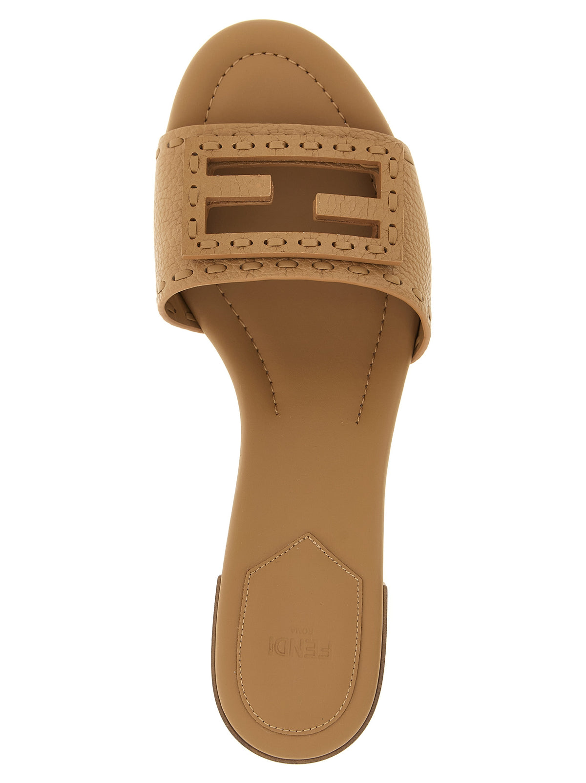Fendi | Beige Calfskin Flat Sandals