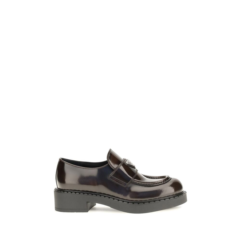 Prada | Brown Calf Leather Bos Taurus Slip-On Loafers