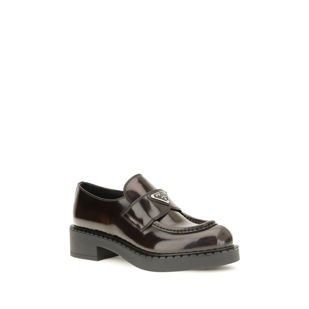 Prada | Brown Calf Leather Bos Taurus Slip-On Loafers
