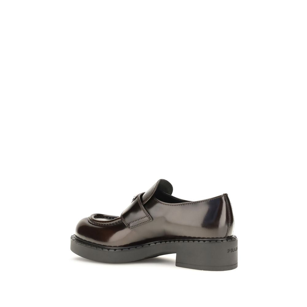 Prada | Brown Calf Leather Bos Taurus Slip-On Loafers