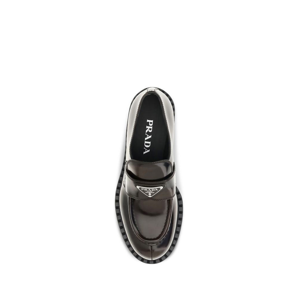Prada | Brown Calf Leather Bos Taurus Slip-On Loafers