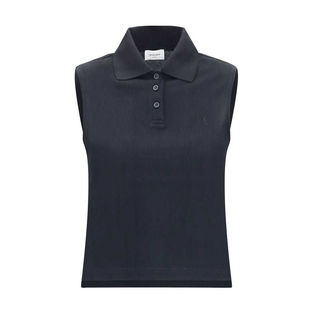 Saint Laurent | Black Recycled Cotton Polo Shirt