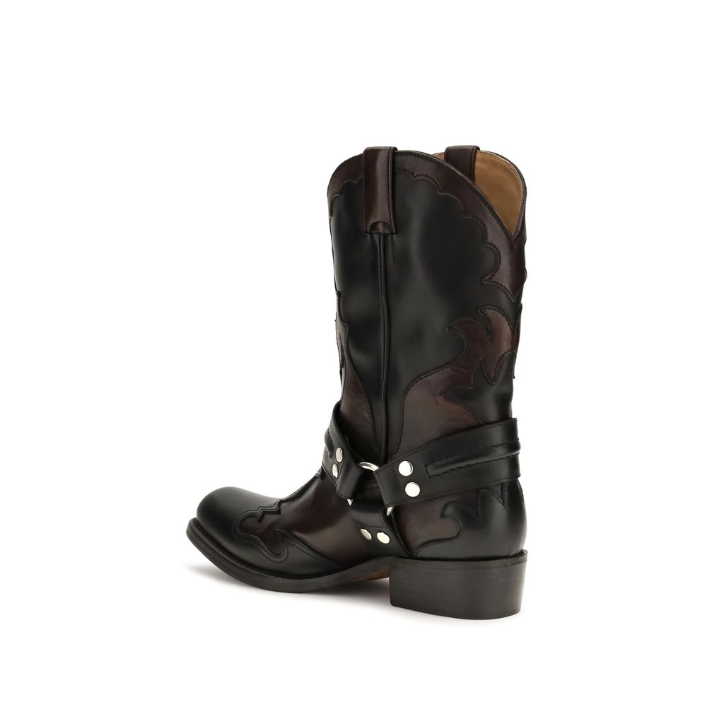 Versace | Black Calf Leather Bos Taurus Ankle Boots