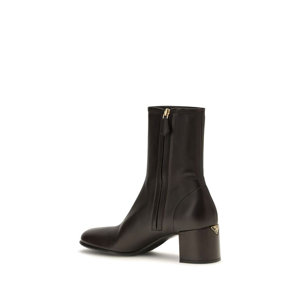 Prada | Brown Lamb Ovis Aries Ankle Boots