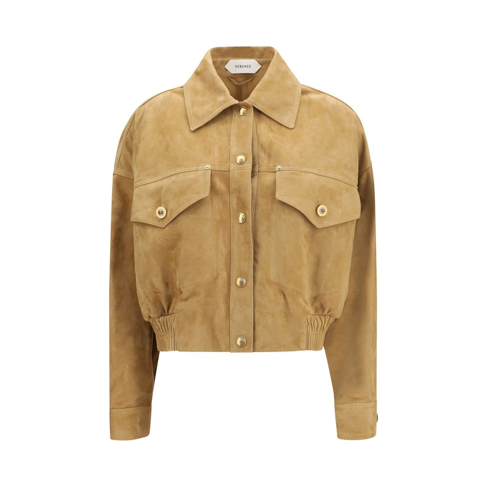 Versace | Beige Lamb Leather Bomber