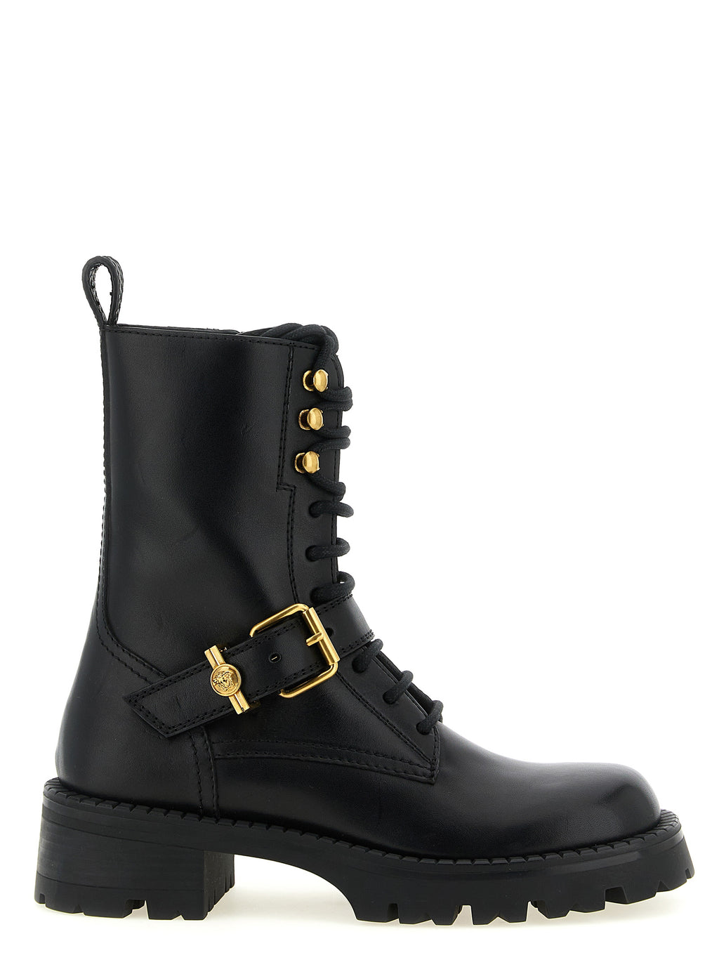 Versace | Black Calfskin Lace-Up Boots