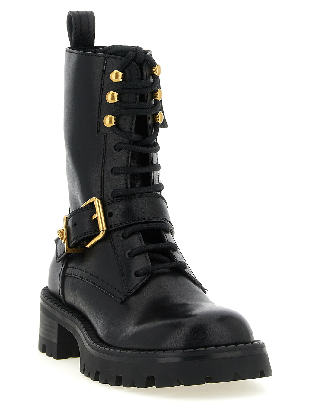 Versace | Black Calfskin Lace-Up Boots