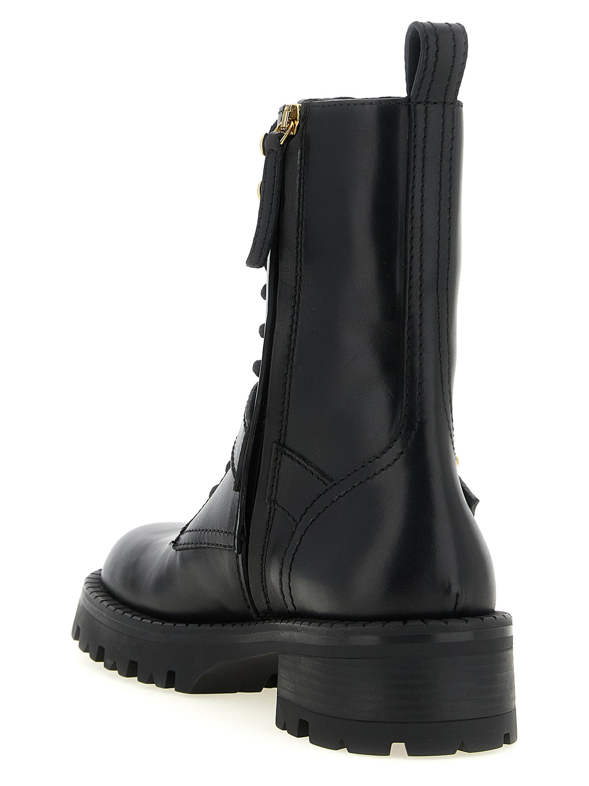 Versace | Black Calfskin Lace-Up Boots