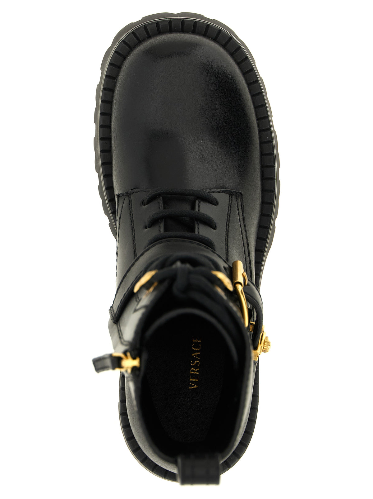 Versace | Black Calfskin Lace-Up Boots