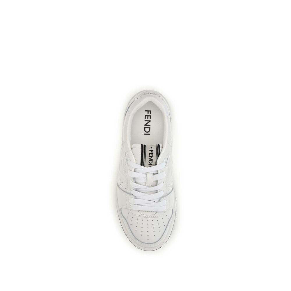 Fendi | White Calf Leather Bos Taurus Athletic Sneakers