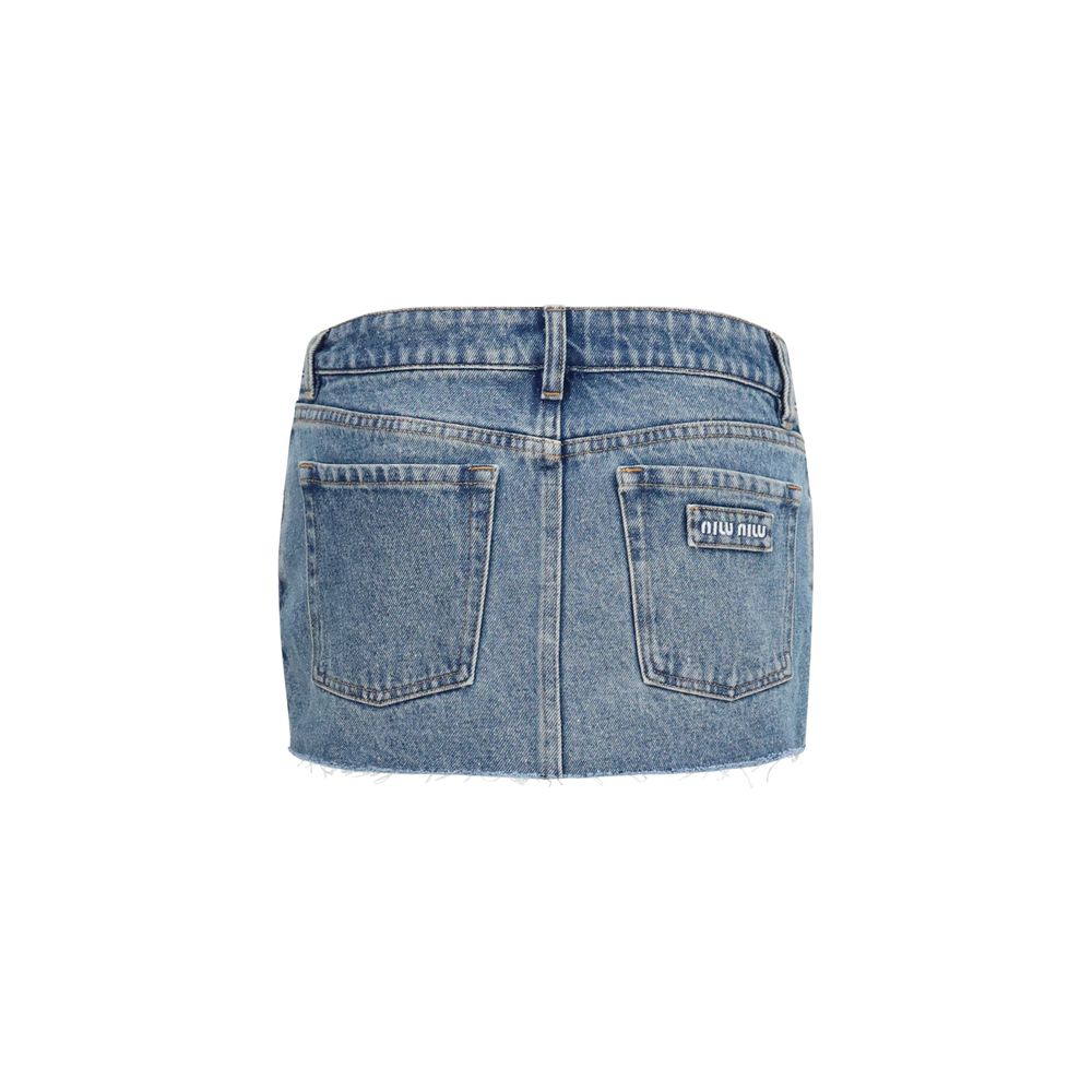 Miu Miu | Blue Cotton Mini Skirt