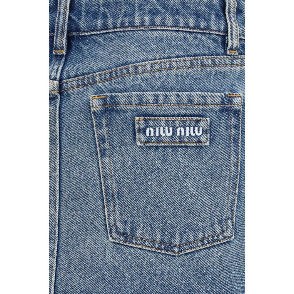 Miu Miu | Blue Cotton Mini Skirt
