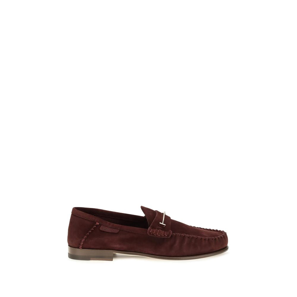 Tom Ford | Bordeaux Calf Leather Bos Taurus Slip-On Loafers