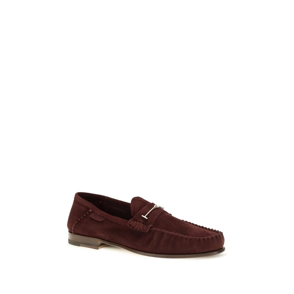 Tom Ford | Bordeaux Calf Leather Bos Taurus Slip-On Loafers