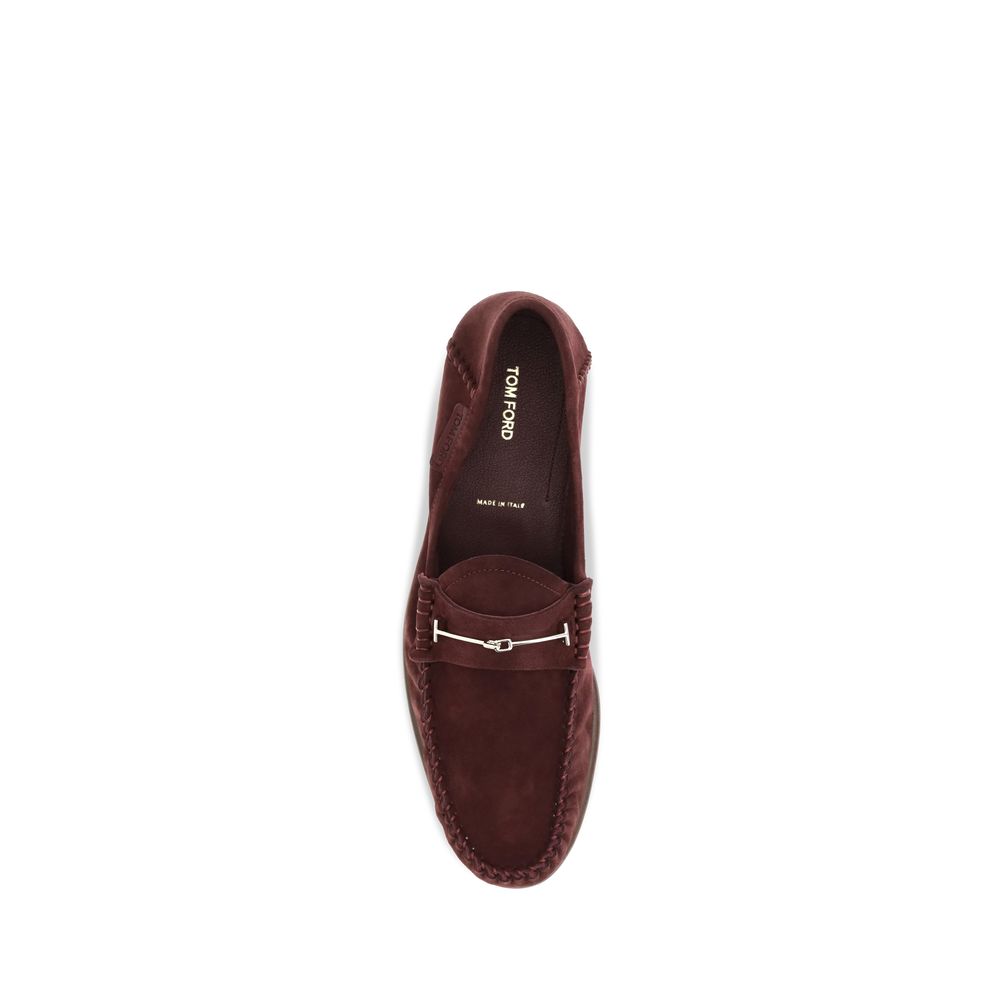 Tom Ford | Bordeaux Calf Leather Bos Taurus Slip-On Loafers