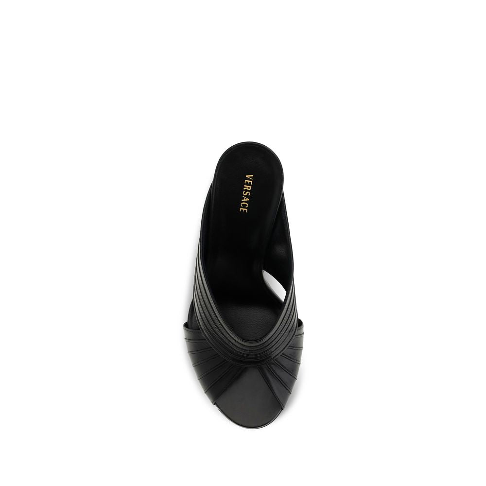 Versace | Black Lamb Ovis Aries Mules