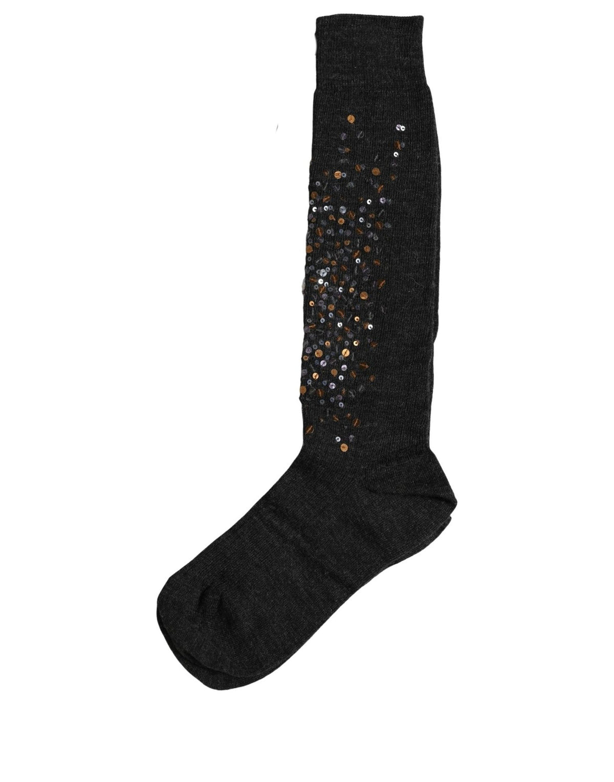 Dolce & Gabbana | Dark Gray Sequined Wool Knee High Accessory Socks