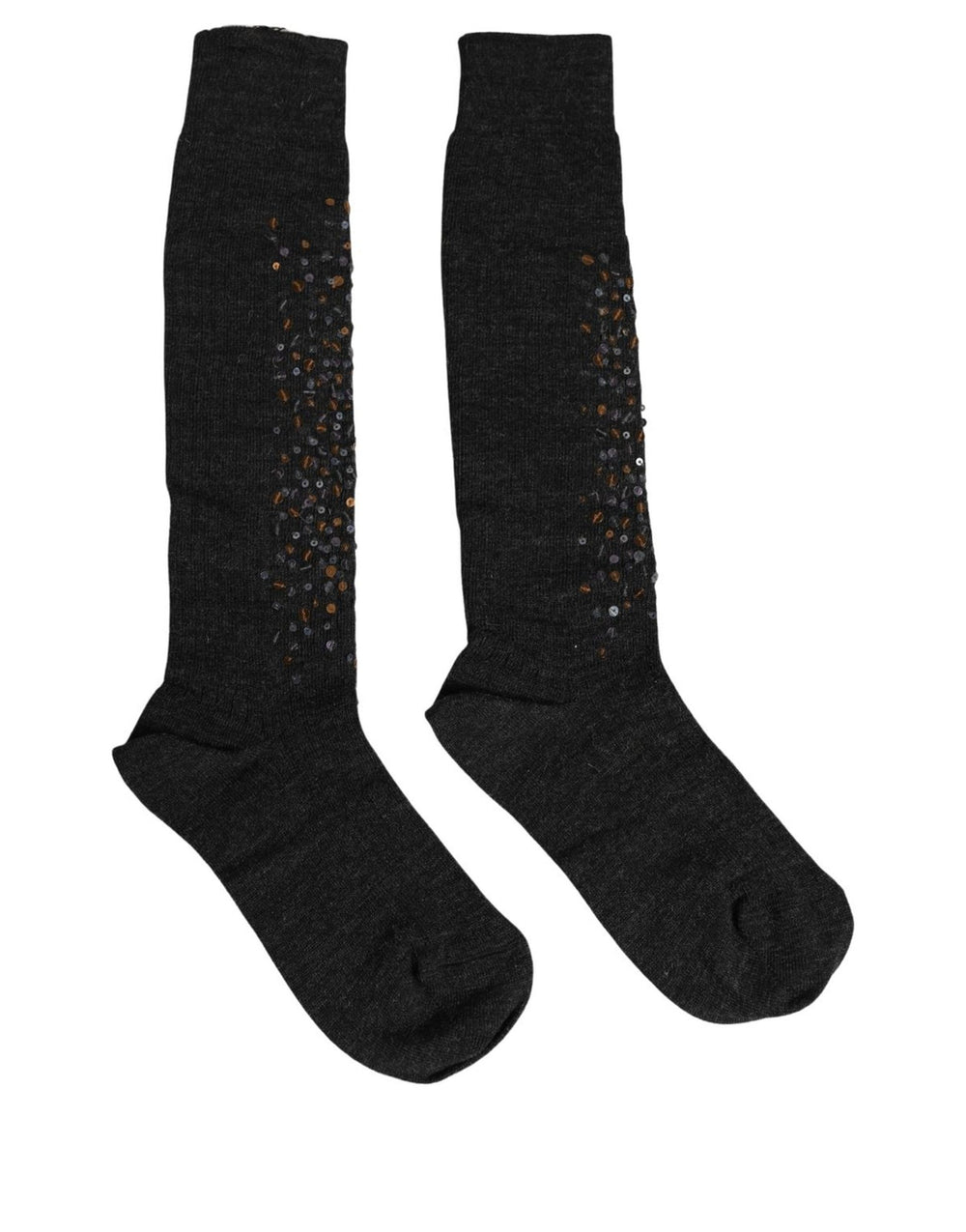 Dolce & Gabbana | Dark Gray Sequined Wool Knee High Accessory Socks