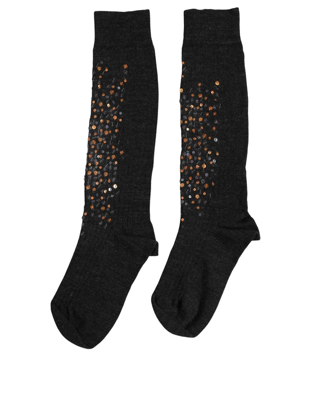 Dolce & Gabbana | Dark Gray Sequined Wool Knee High Accessory Socks