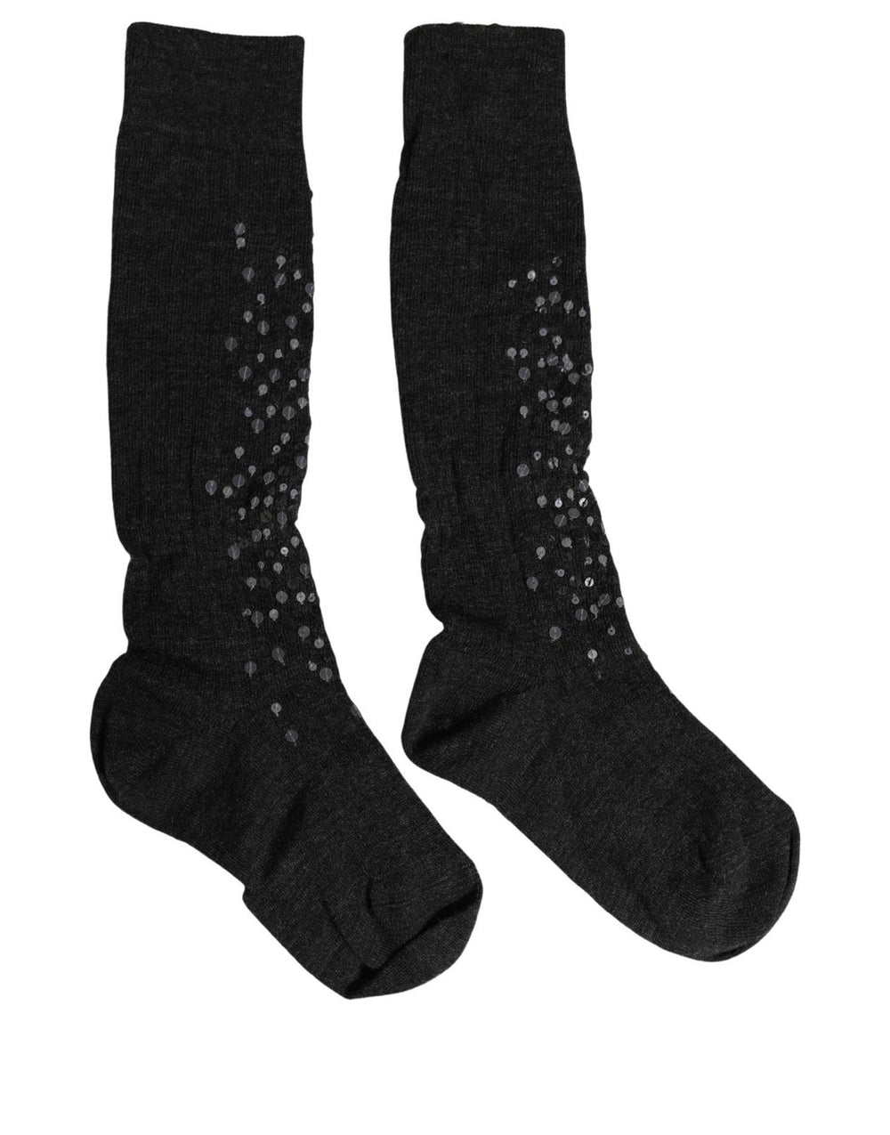 Dolce & Gabbana | Dark Gray Sequined Wool Knee High Accessory Socks