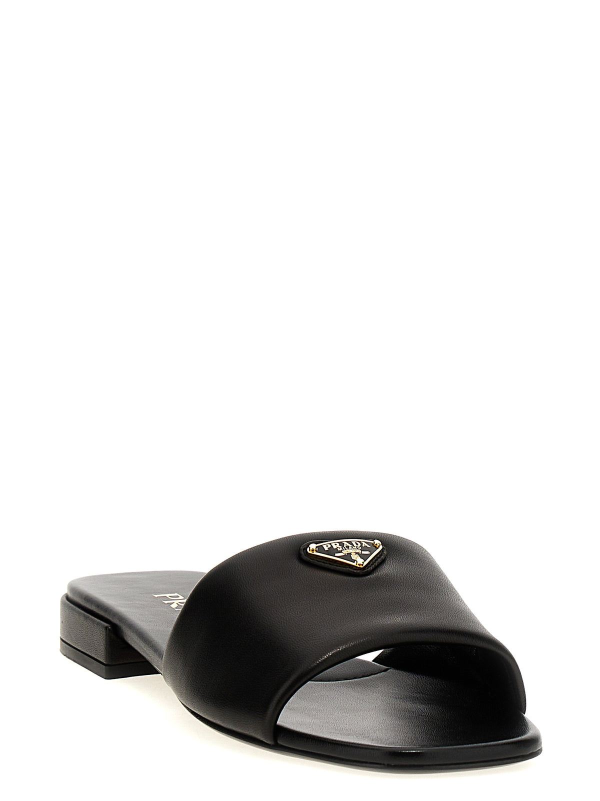 Prada | Black Lamb Leather Slides