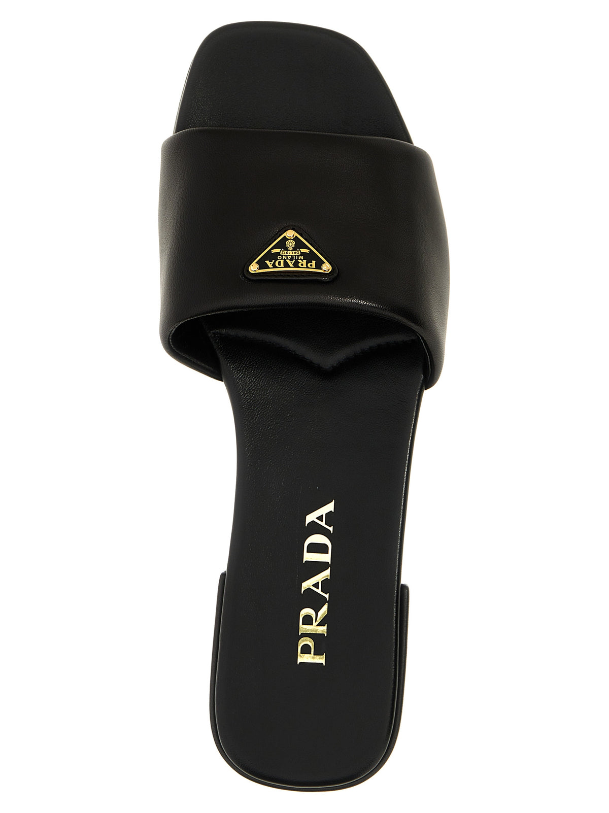 Prada | Black Lamb Leather Slides