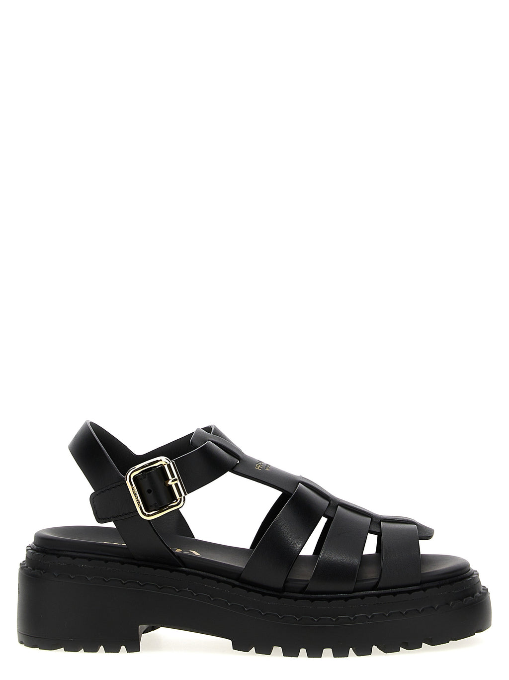 Prada | Black Calfskin Flat Sandals