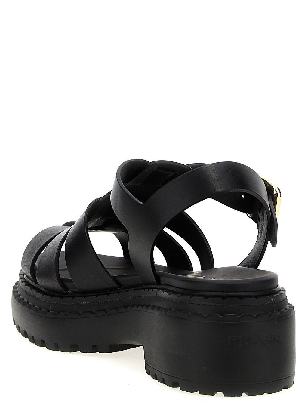 Prada | Black Calfskin Flat Sandals