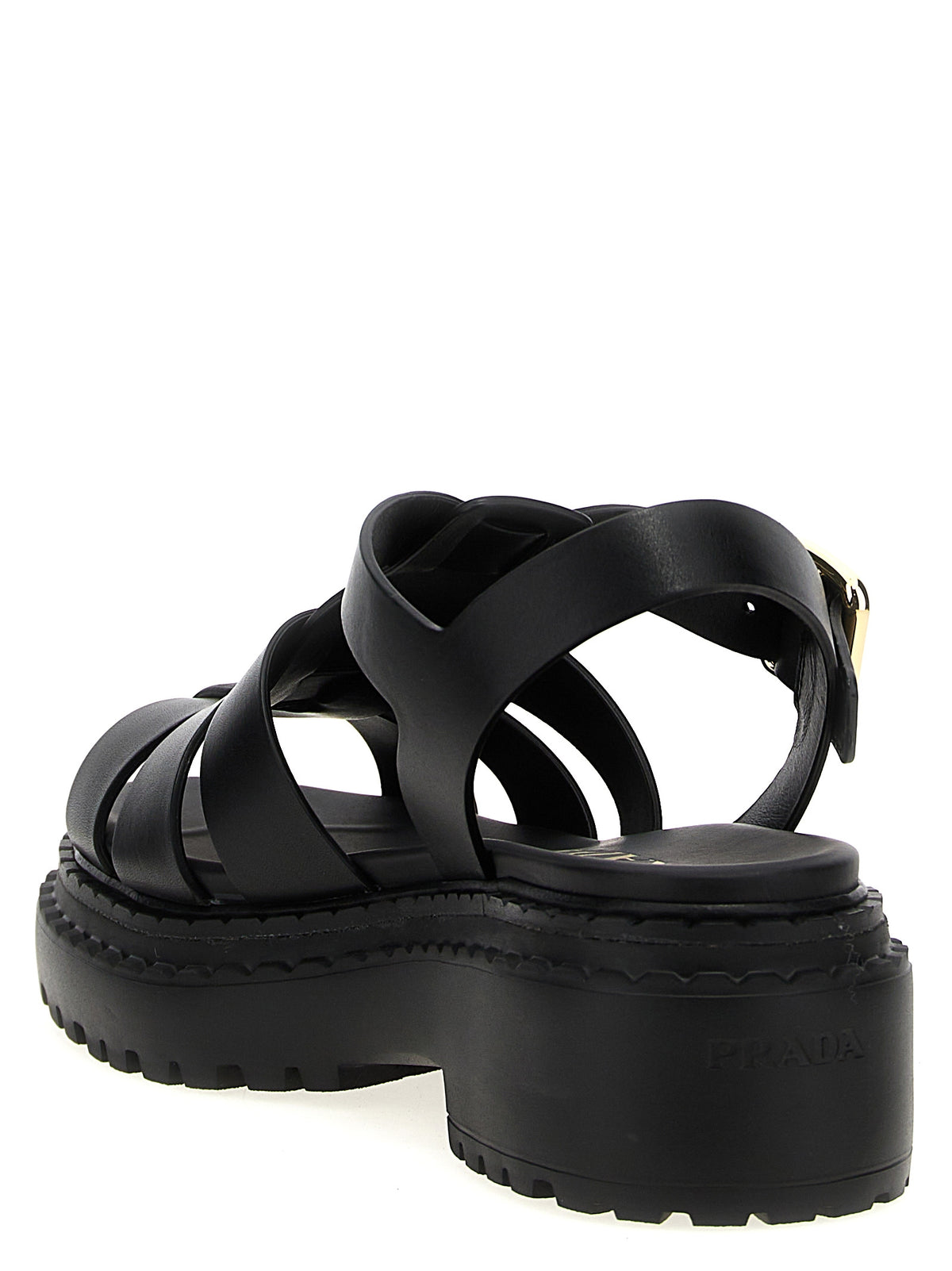 Prada | Black Calfskin Flat Sandals