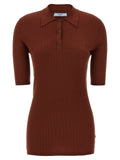 Prada | Brown Cotton Polo Shirt