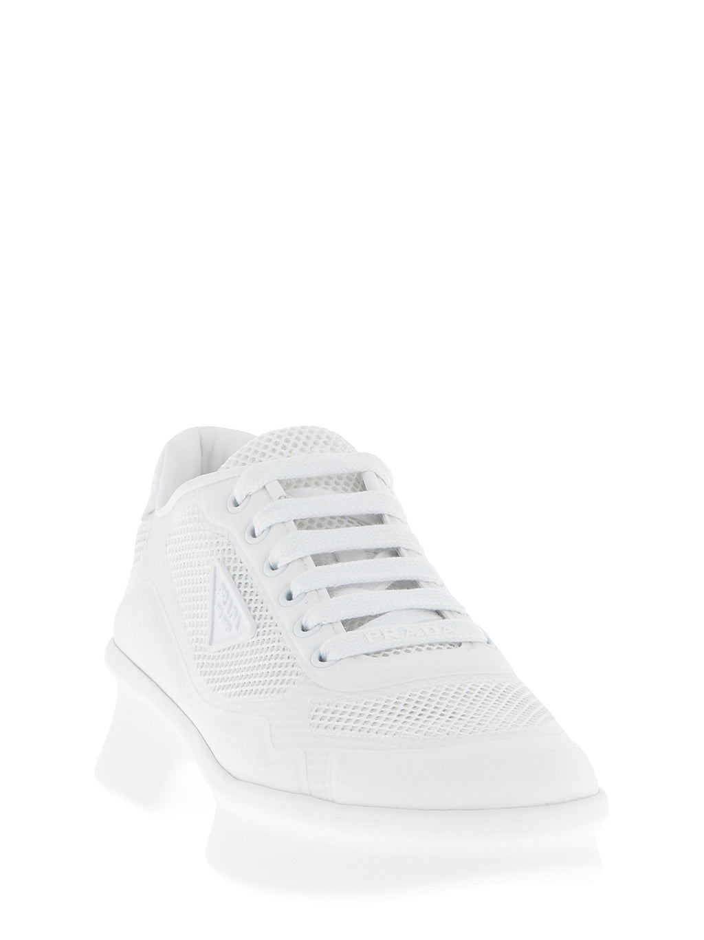 Prada | White Polyester Athletic Sneakers
