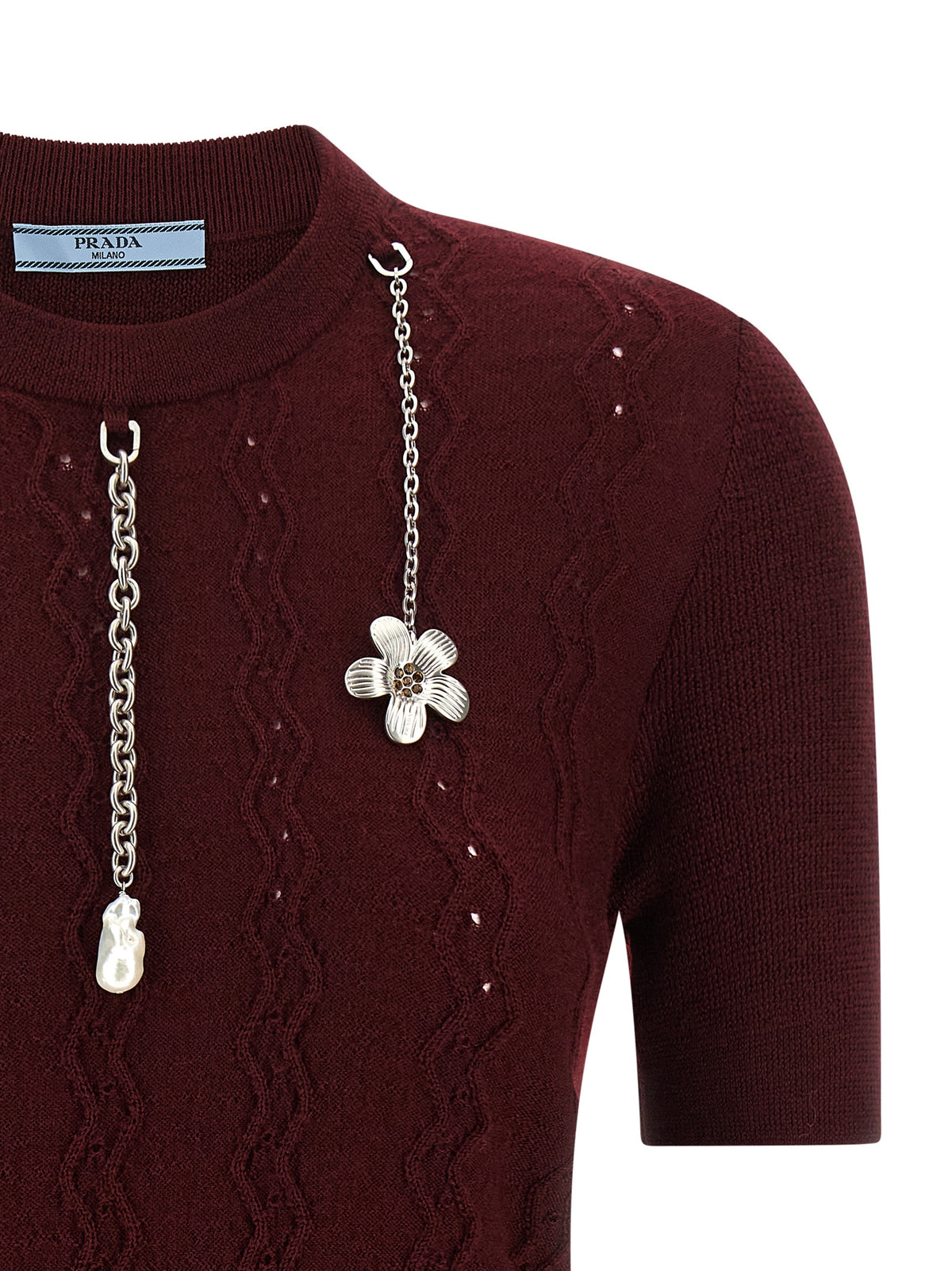 Prada | Bordeaux Virgin Wool Cardigan