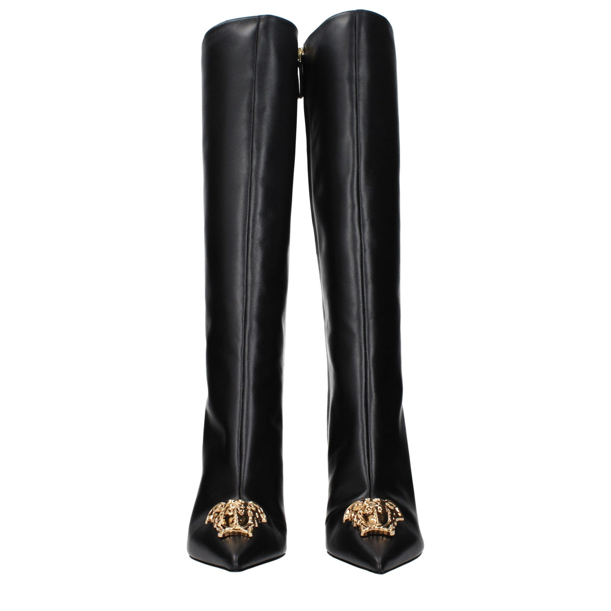 Versace | Black Leather High Heel Boots