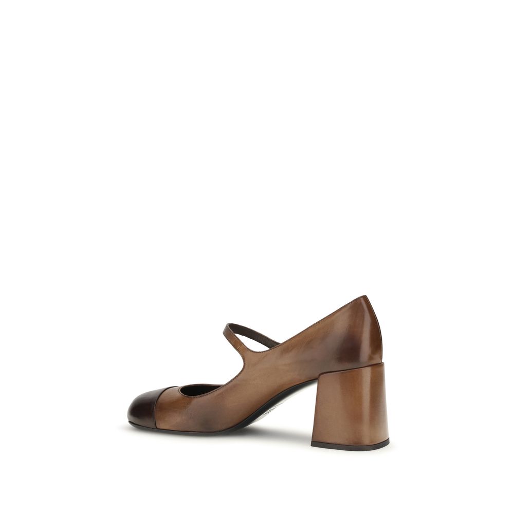 Miu Miu | Brown Calf Leather Bos Taurus Ballet Flats