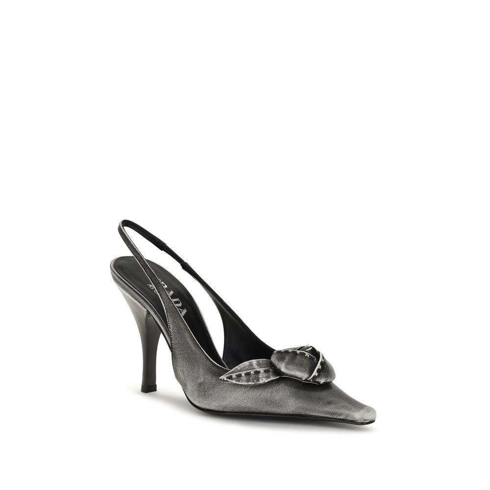 Prada | Gray Goatskin High Heel Pumps