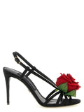 Dolce & Gabbana | Black Viscose Stiletto Heel Sandals