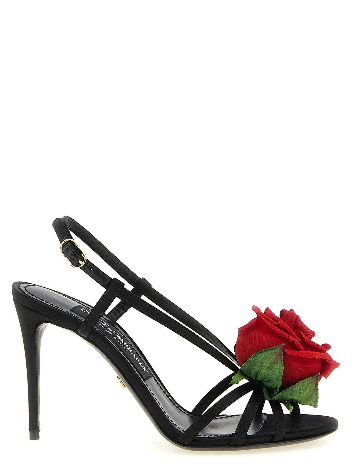 Dolce & Gabbana | Black Viscose Stiletto Heel Sandals