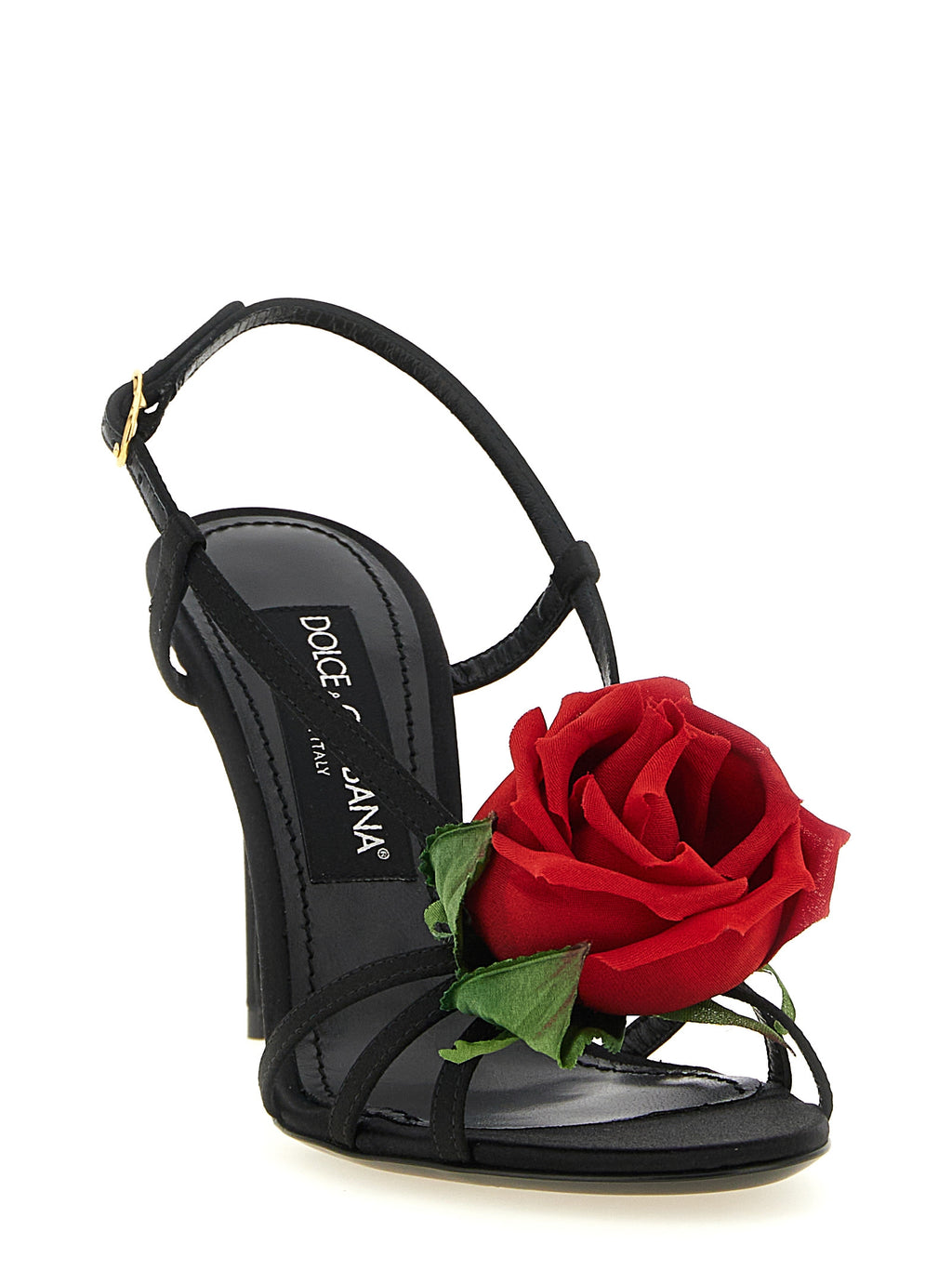 Dolce & Gabbana | Black Viscose Stiletto Heel Sandals