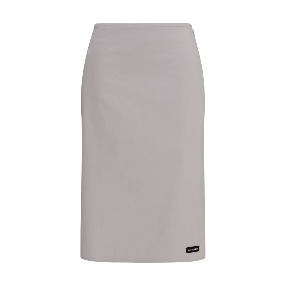 Miu Miu | Gray Cotton Midi Skirt