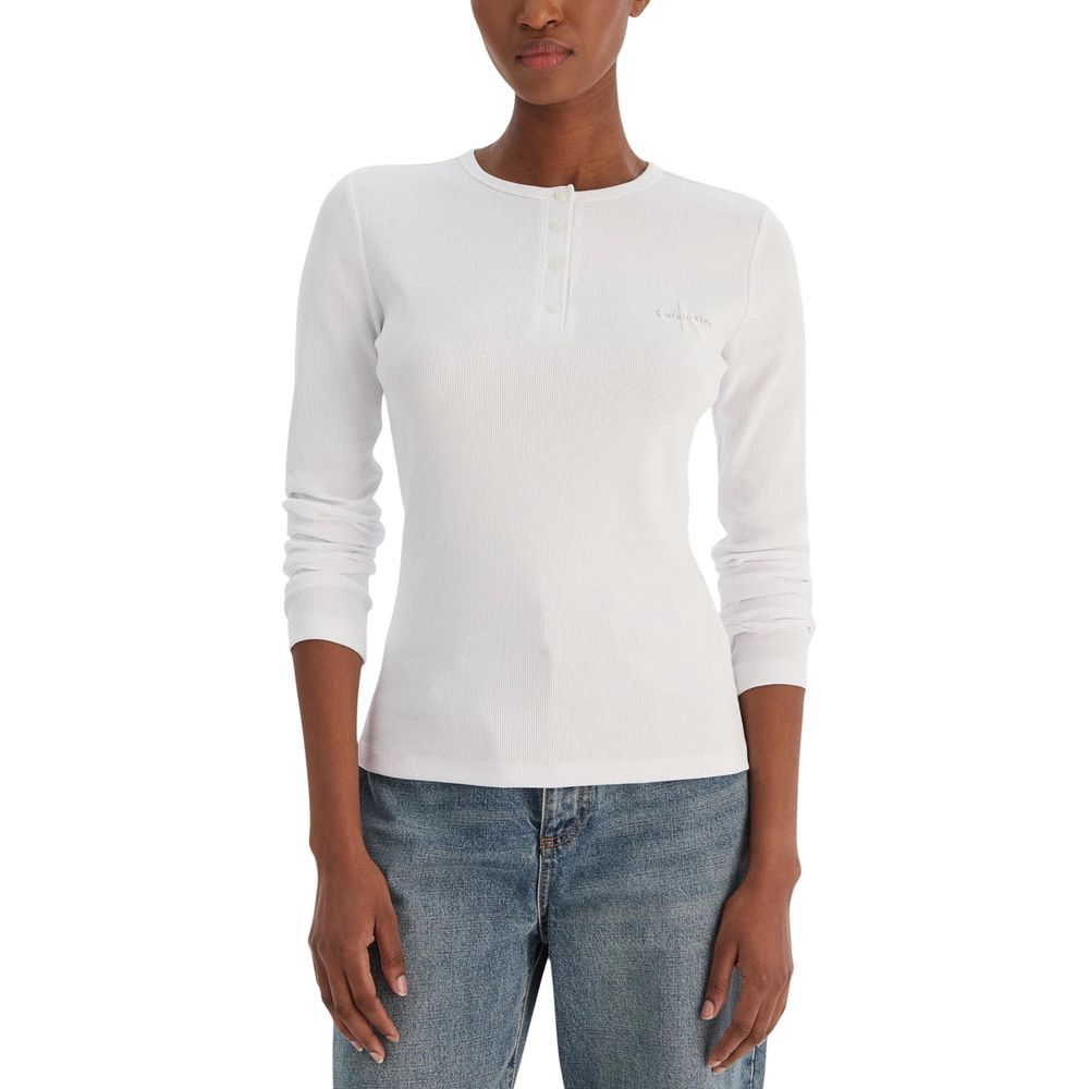 Calvin Klein Jeans | White Cotton Long Sleeve T-Shirt