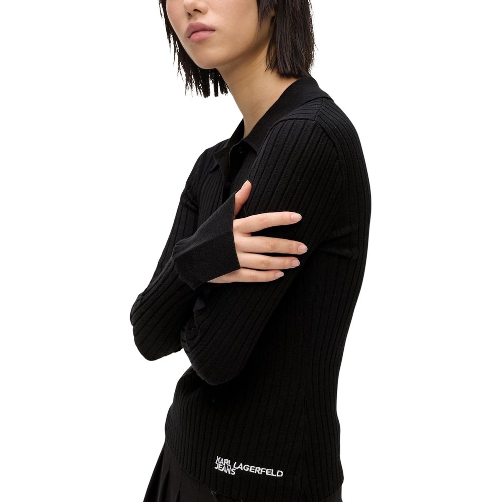 Karl Lagerfeld | Black Viscose Long Sleeve T-Shirt