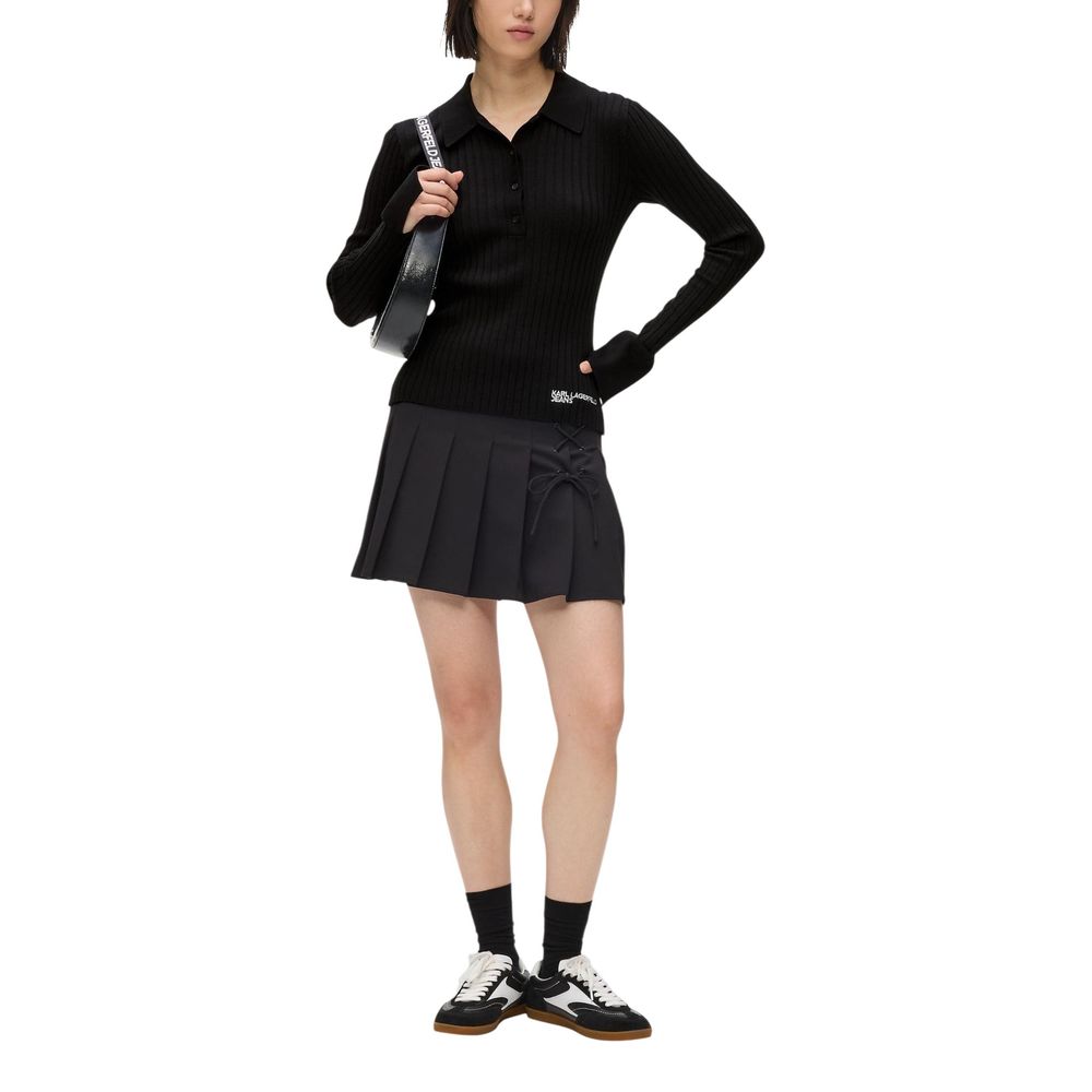 Karl Lagerfeld | Black Viscose Long Sleeve T-Shirt