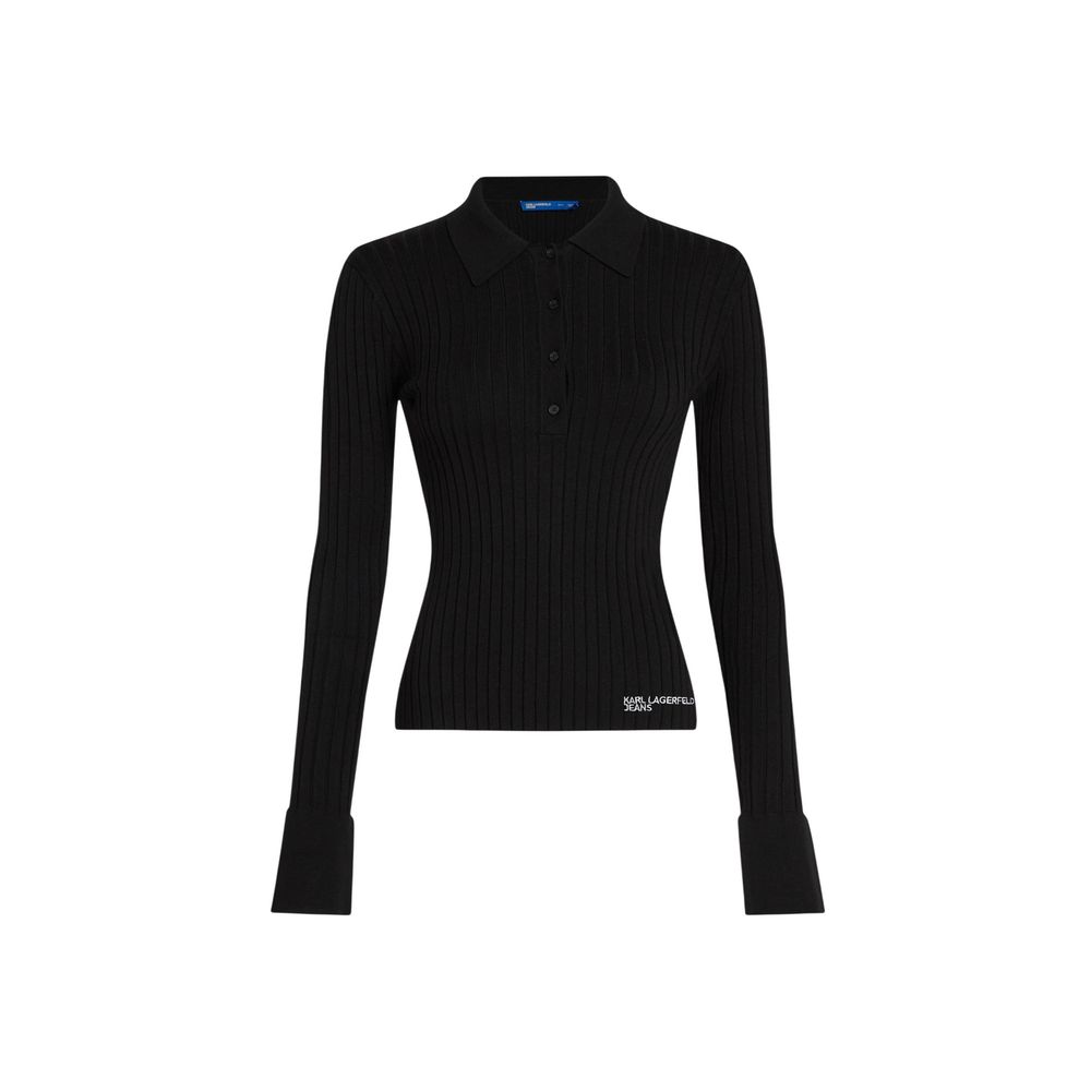 Karl Lagerfeld | Black Viscose Long Sleeve T-Shirt