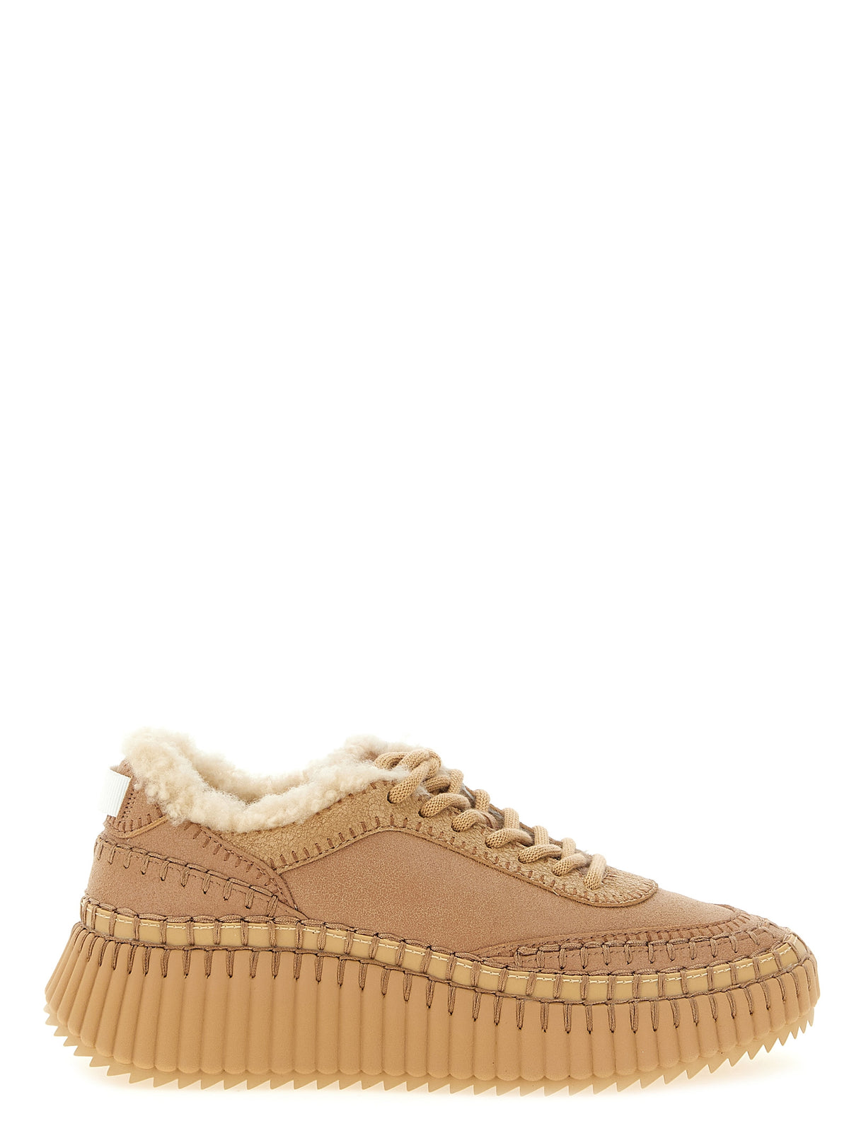 Chloé | Beige Lambskin Chunky Sneakers